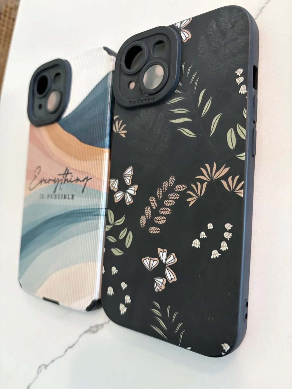 Decorative Black & Multicolor Floral and Wave Phone Cases
